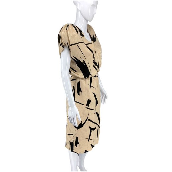 Vintage 1980's Saint Romei Sz 8 100% Silk 2 Pc Set Dress Jacket Abstract Korea - Picture 8 of 11